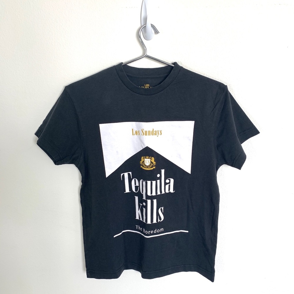 sundays Black Graphic 'Tequila Kills' Short Sleeve Tee